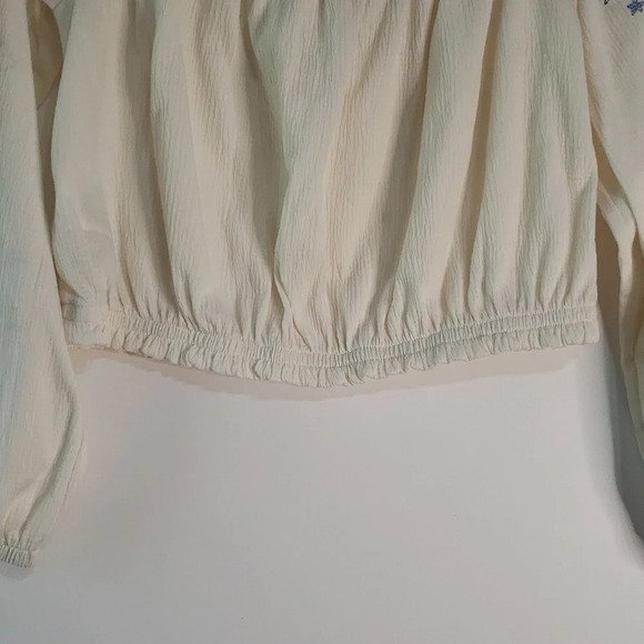 DIVIDED H&M Crop Top Floral Embroidered Beach Coastal Bohemian Artsy Sz Medium - Picture 8 of 12